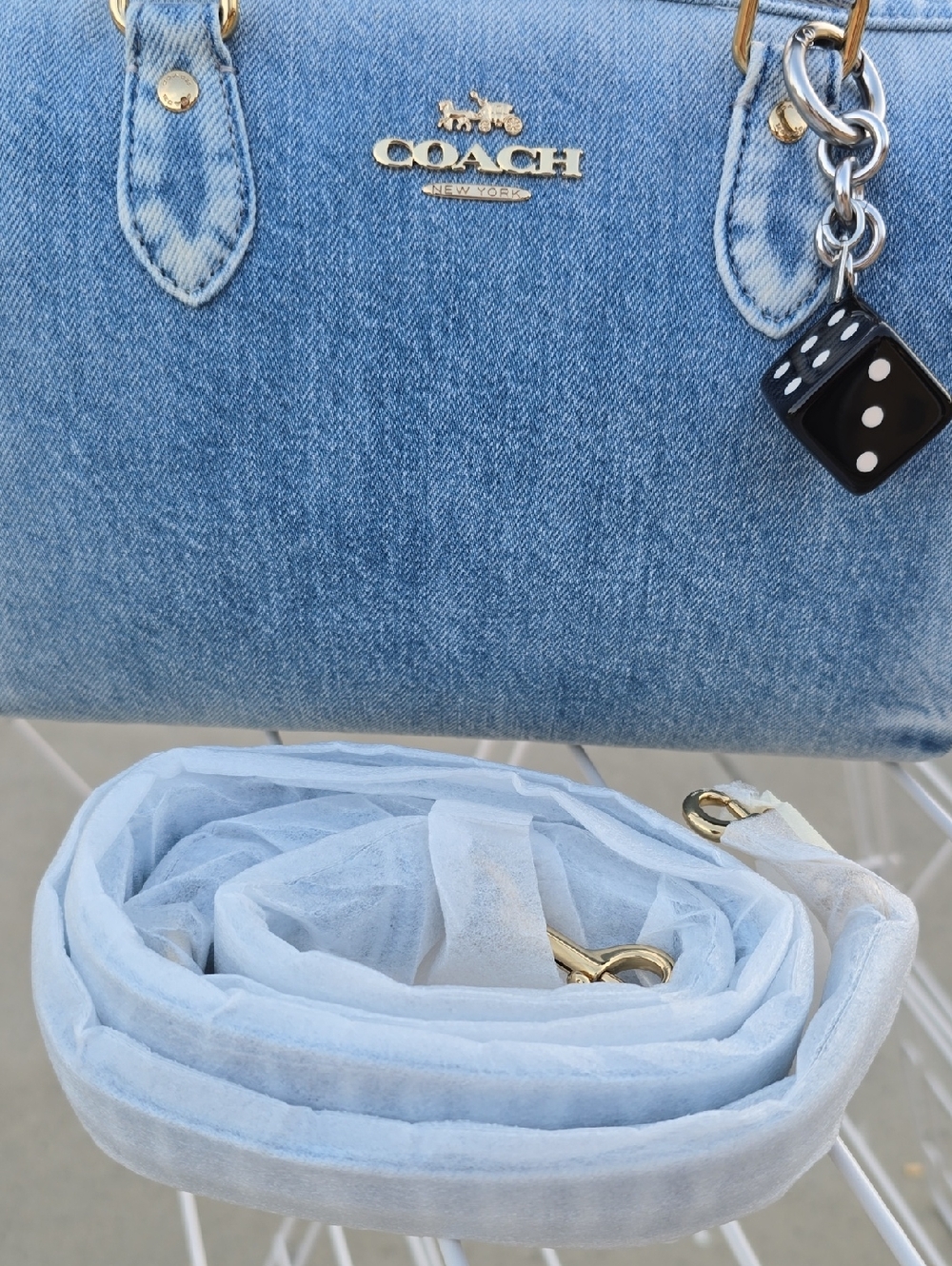 NWOT Coach Rowan Satchel Handbag in Loved Denim - Picture 4 of 9